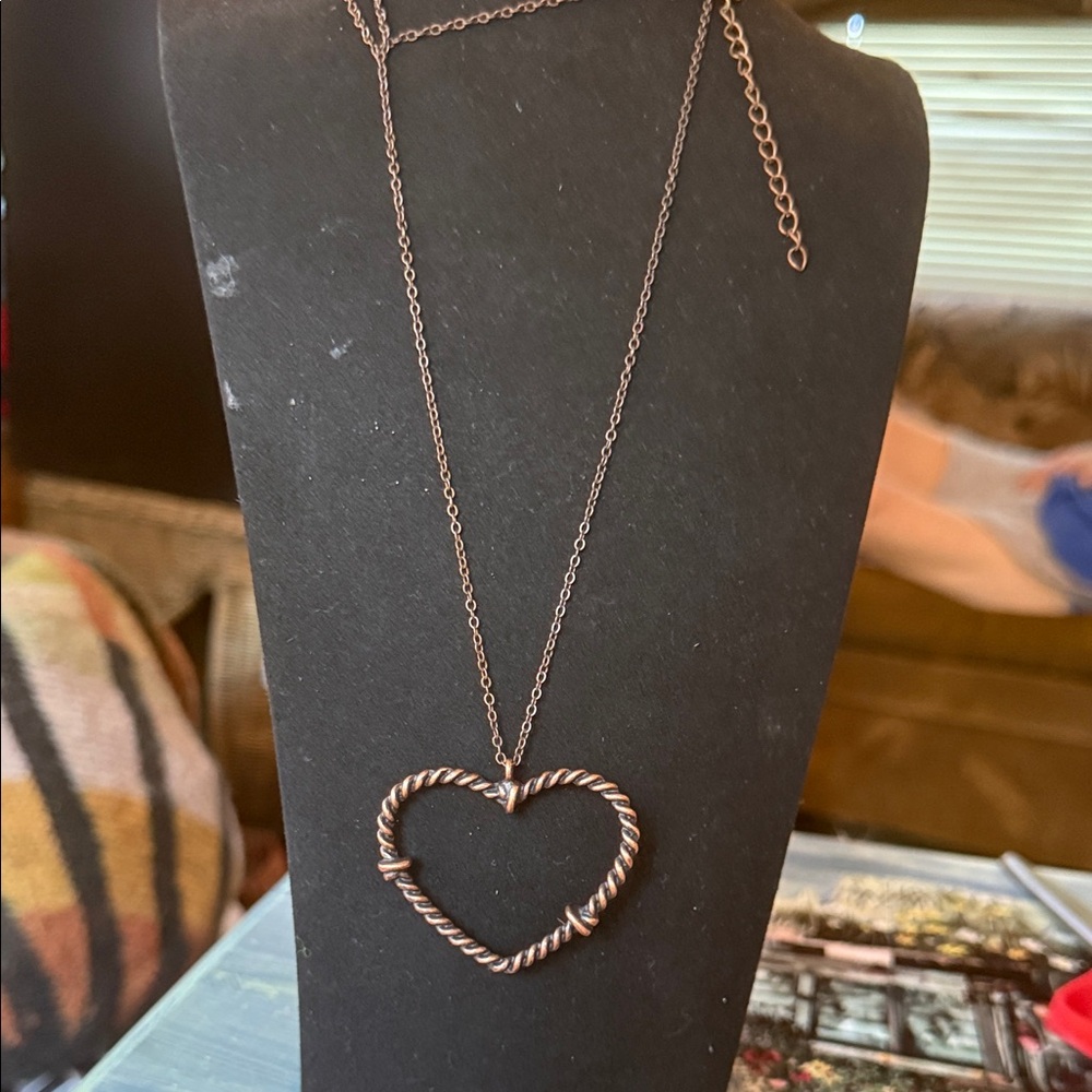 Paparazzi Twisted Heart Necklace In Brown And Earrings 16$
